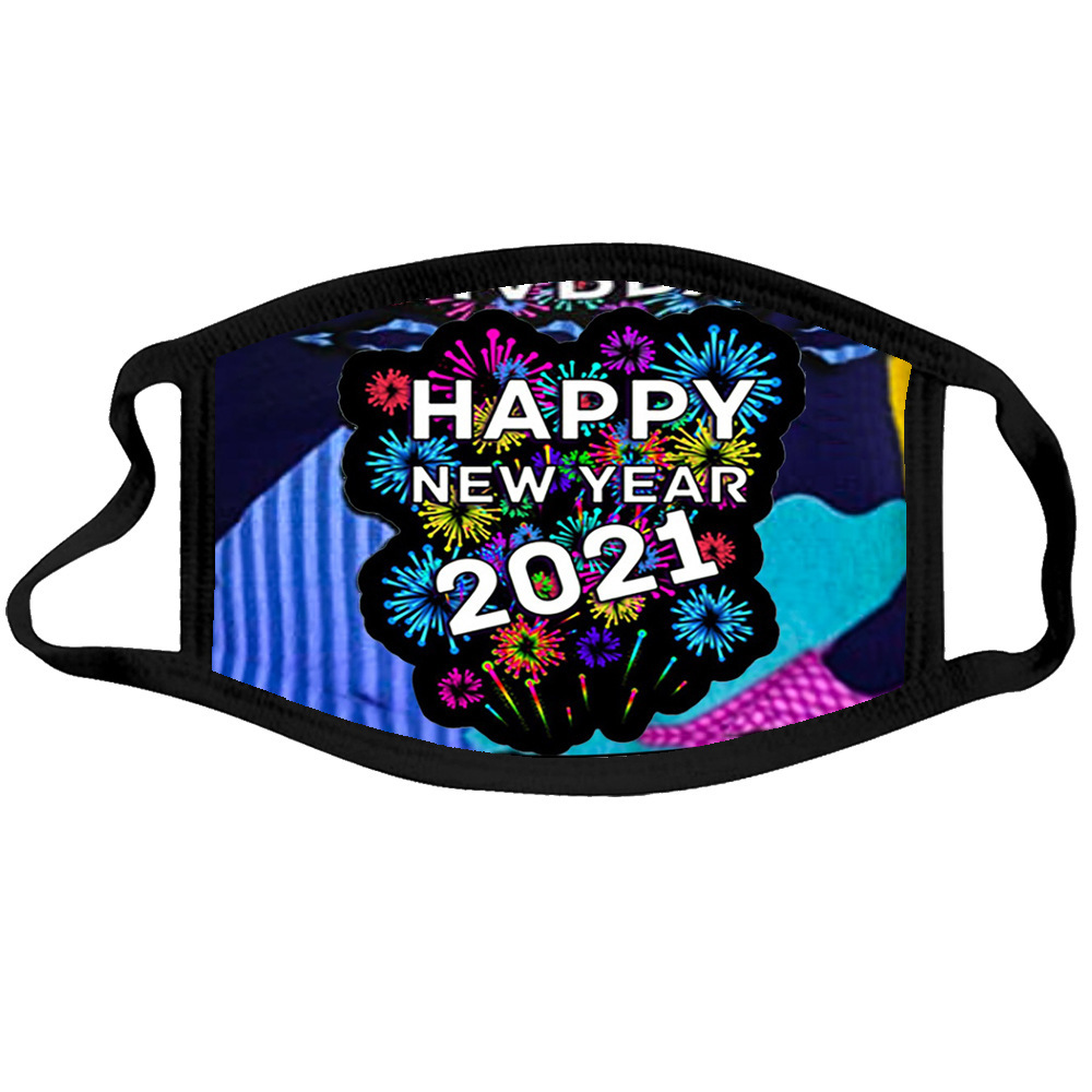 5PCS 2021 Happy New Year Mask Happy New Year Cotton Mask Washable Short